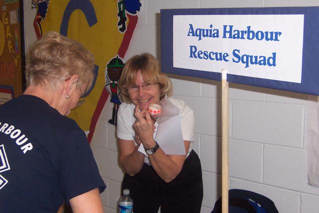 Jayne Toellner and Janet Schroeder at Helath Fair at Kate Waller Barrett Elementary school January 25, 2010